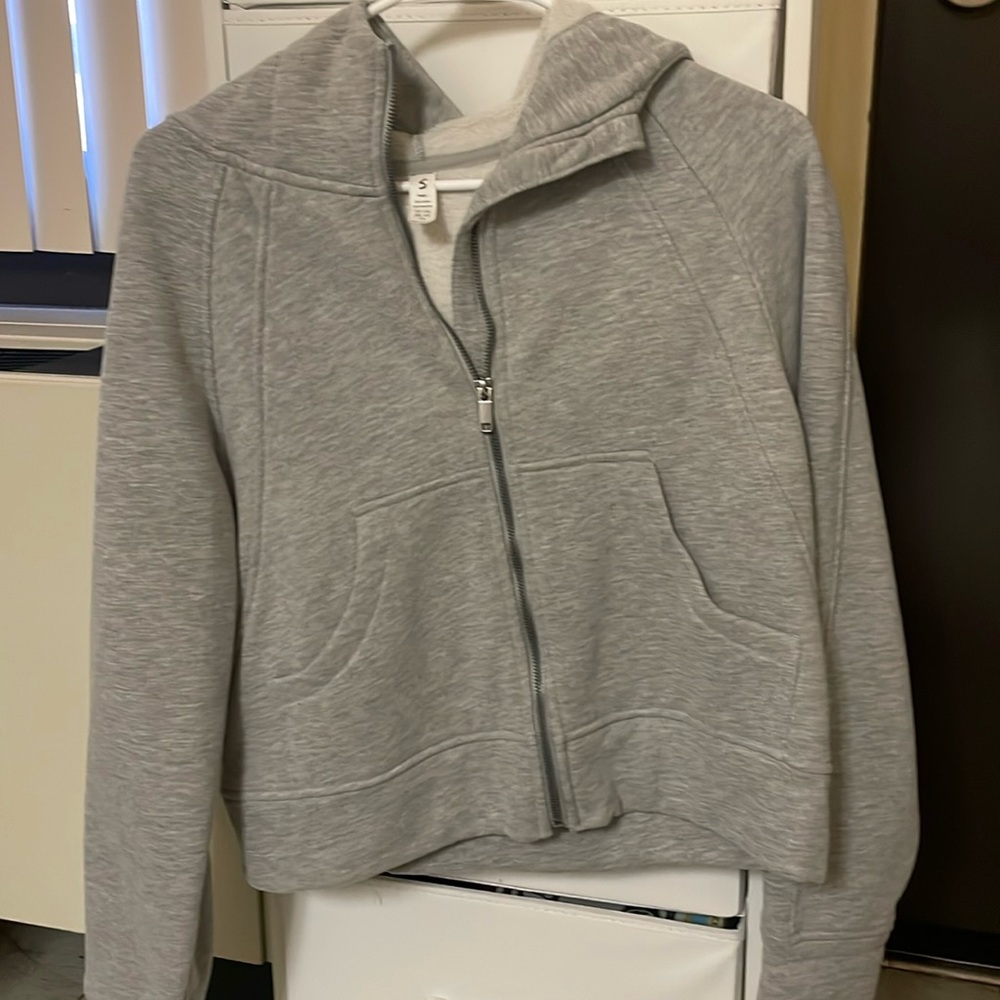 Grey hooded zip up